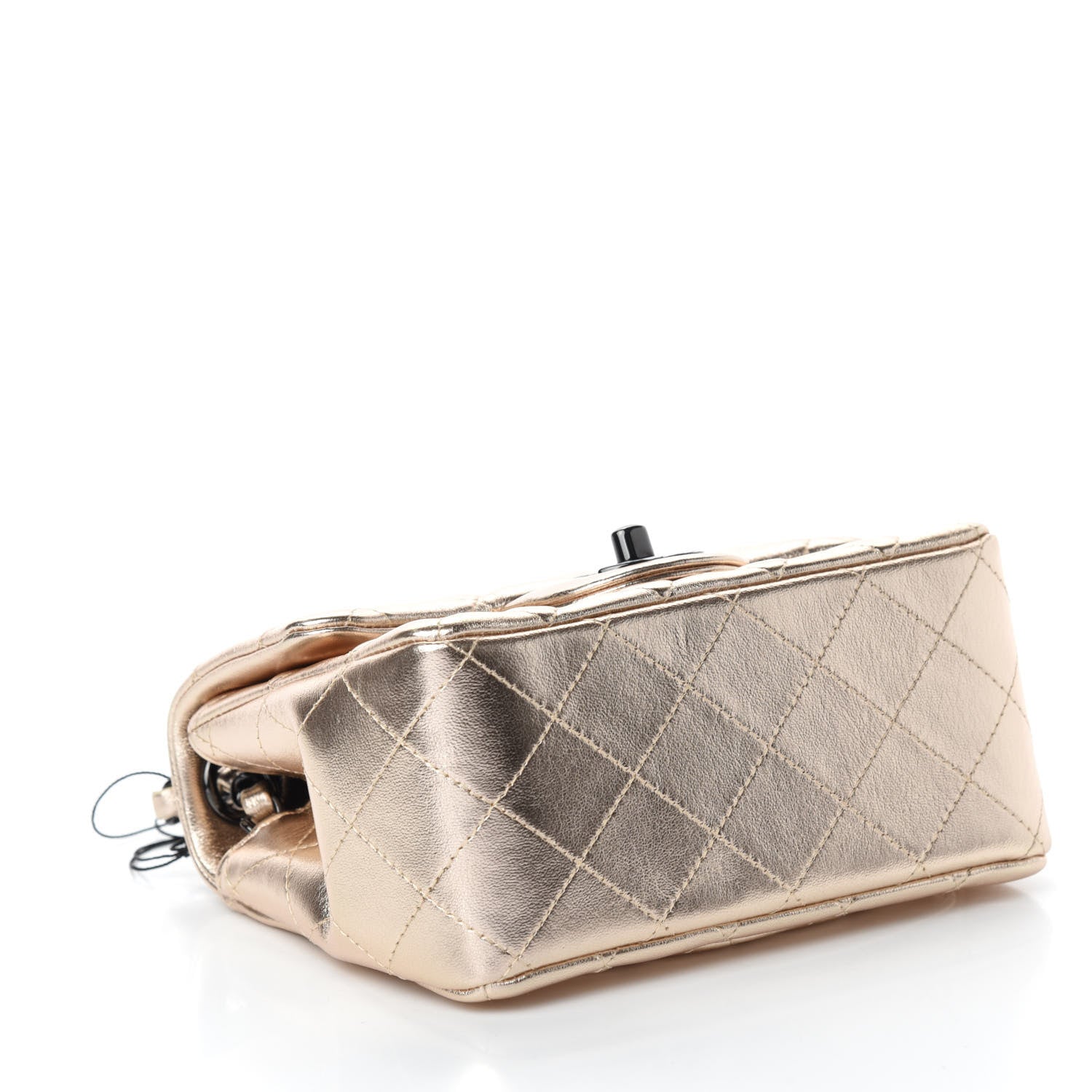 Chanel Metallic Lambskin Quilted Mini Square Flap Gold Black 4 of 11