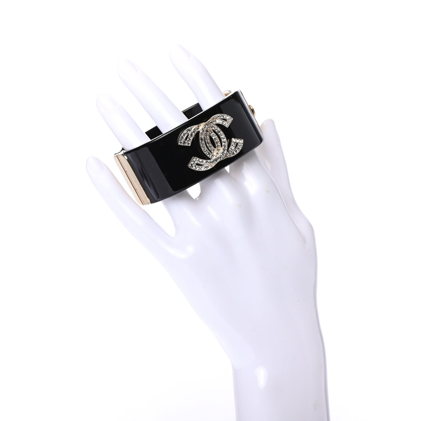 Resin Baguette Crystal CC Cuff Black