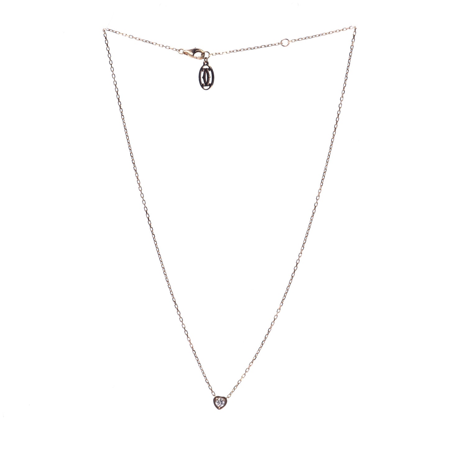 18K Pink Gold Diamond D'Amour Heart Pendant Necklace