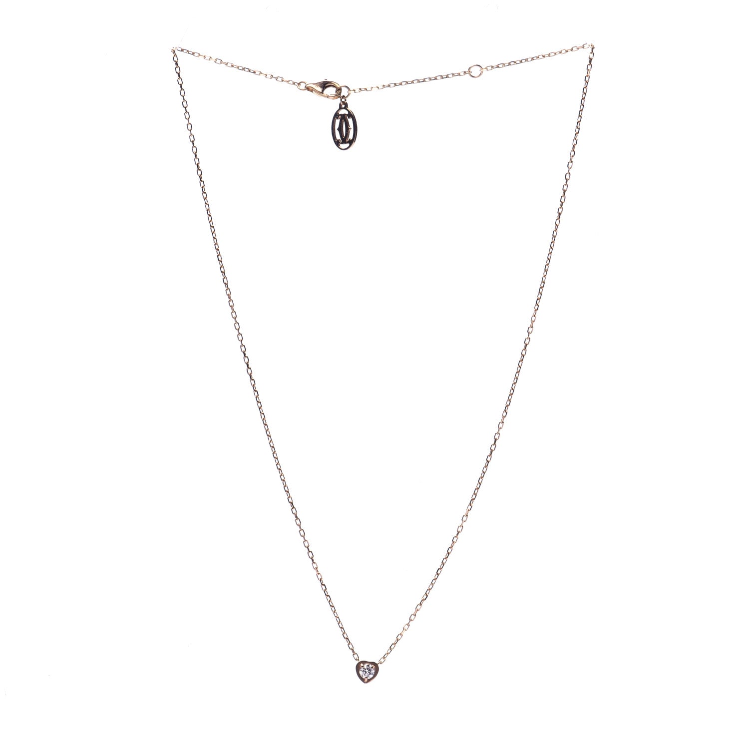 Cartier 18K Pink Gold Diamond D'Amour Heart Pendant Necklace 3 of 6
