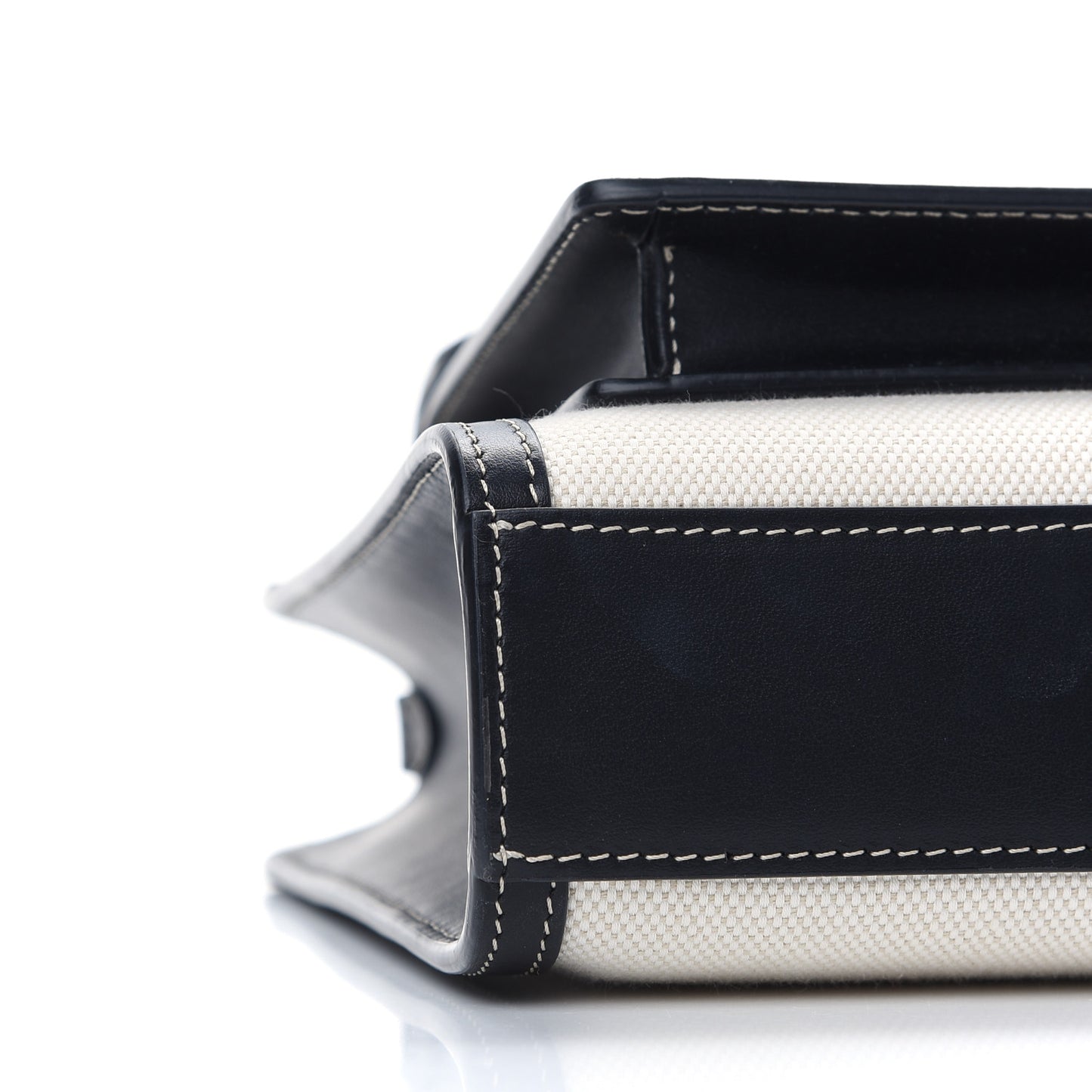 Canvas Smooth Calfskin Two Tone Mini Pocket Bag Black