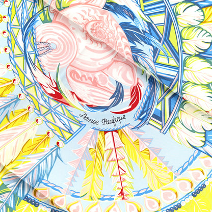 Hermes Silk Danse Pacifique Scarf 90 Bleu Ciel Vert Jaune Vif 3 of 6