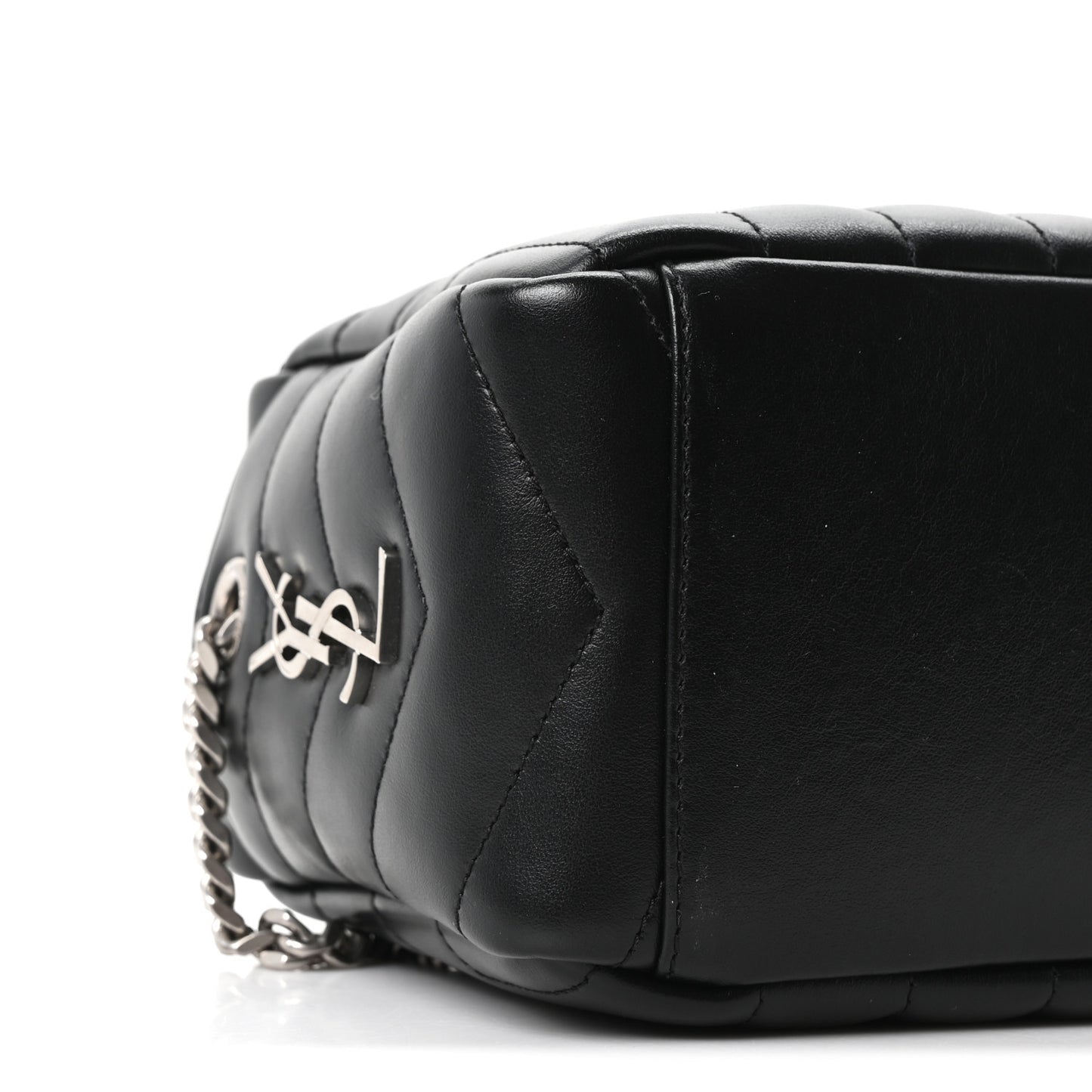 Calfskin Y Quilted Monogram Small Loulou Bowling Bag Black