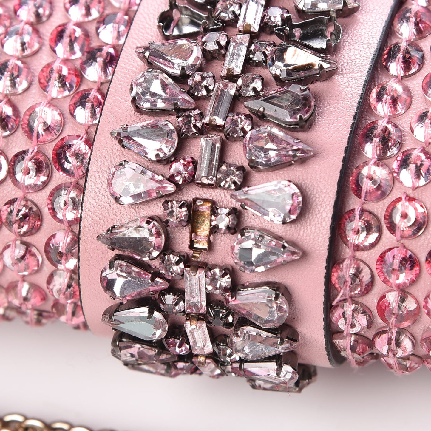 Vitello Crystal Embellished Medium Glam Lock Rockstud Flap Pop Gardenia