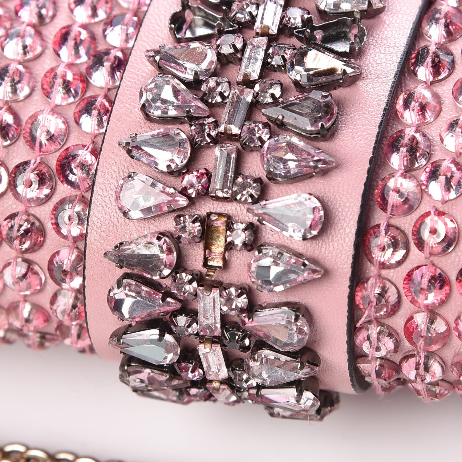 Valentino Garavani Vitello Crystal Embellished Medium Glam Lock Rockstud Flap Pop Gardenia 10 of 10