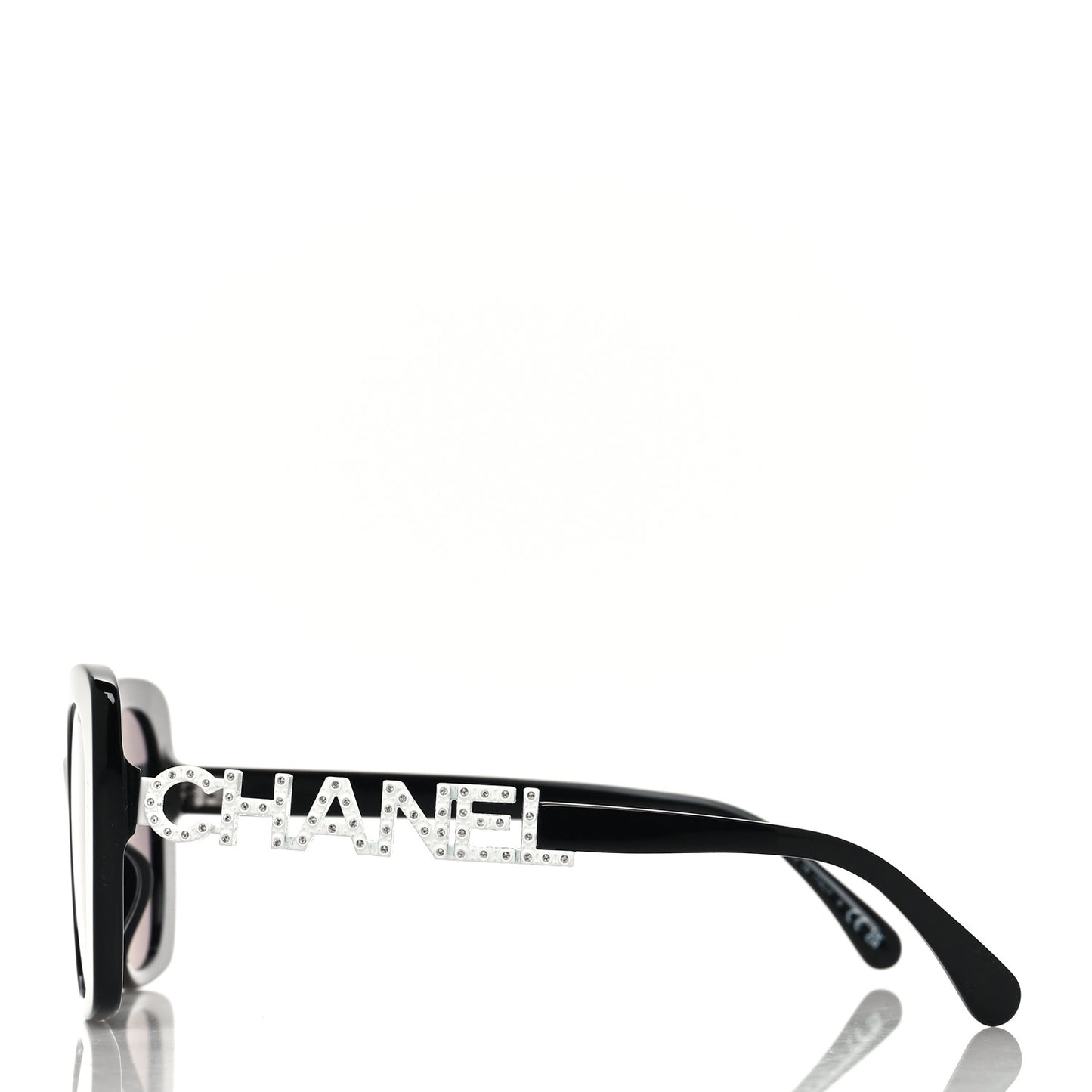 Acetate Strass Polarized Square Sunglasses 5422-B-A Black White