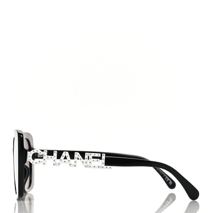 Chanel Acetate Strass Polarized Square Sunglasses 5422-B-A Black White 3 of 7