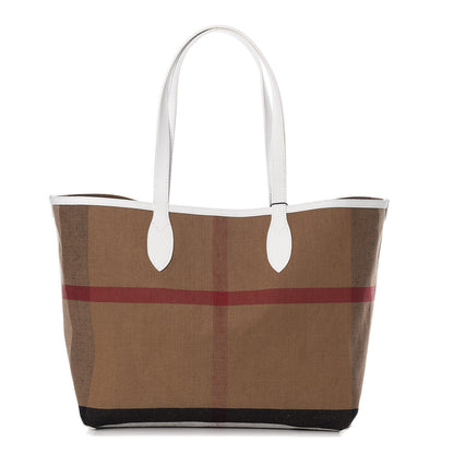 Burberry Coated Canvas Mega Check Medium Doodle Tote White 9 of 14
