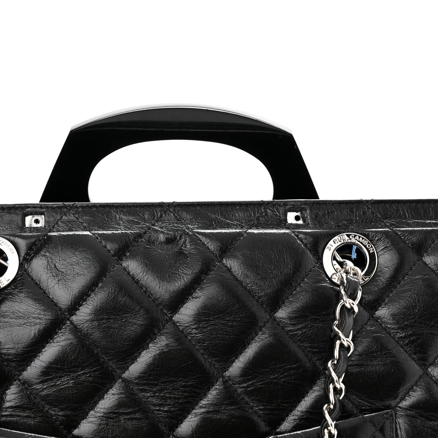 Chanel Glazed Calfskin Quilted Large CC Delivery Tote Black 11 of 14