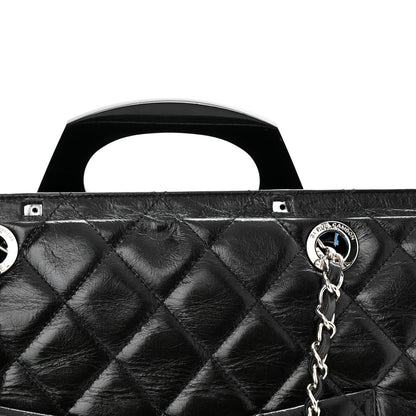 Chanel Glazed Calfskin Quilted Large CC Delivery Tote Black 11 of 14