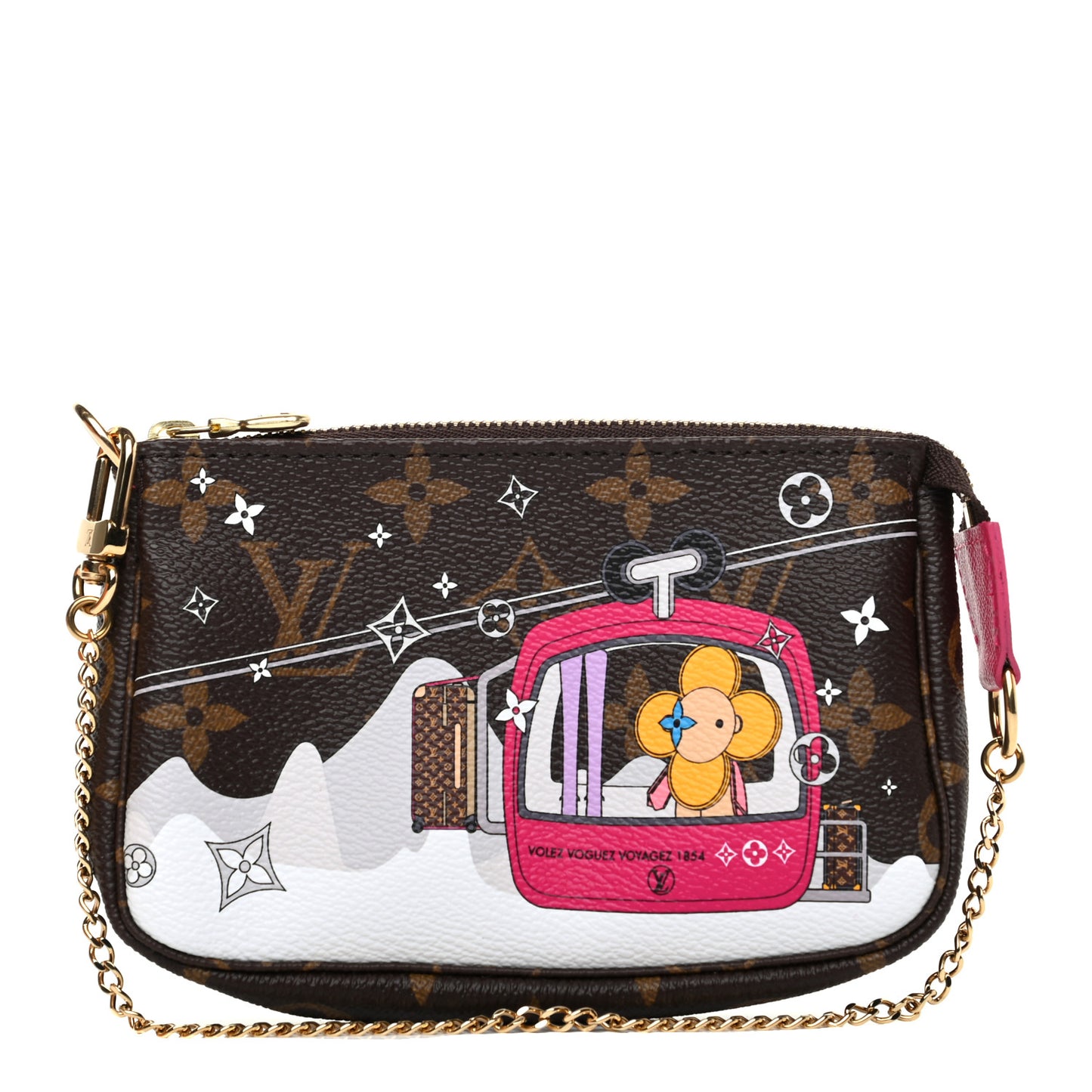 Monogram 2019 Christmas Animation Mini Courchevel Pochette Accessories Fuchsia