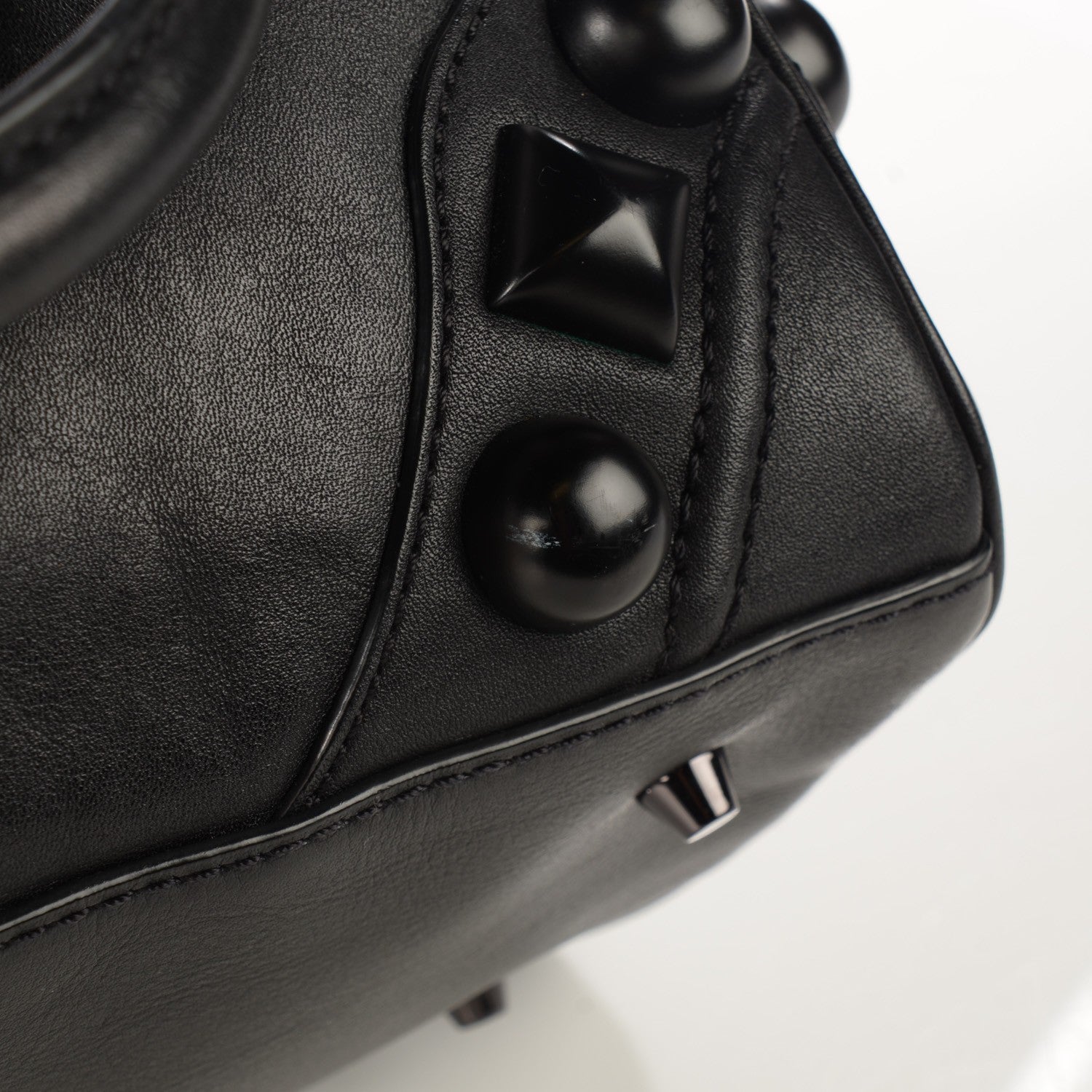 Burberry Calfskin Mega Stud Chester Bowling Bag Black 2 of 10