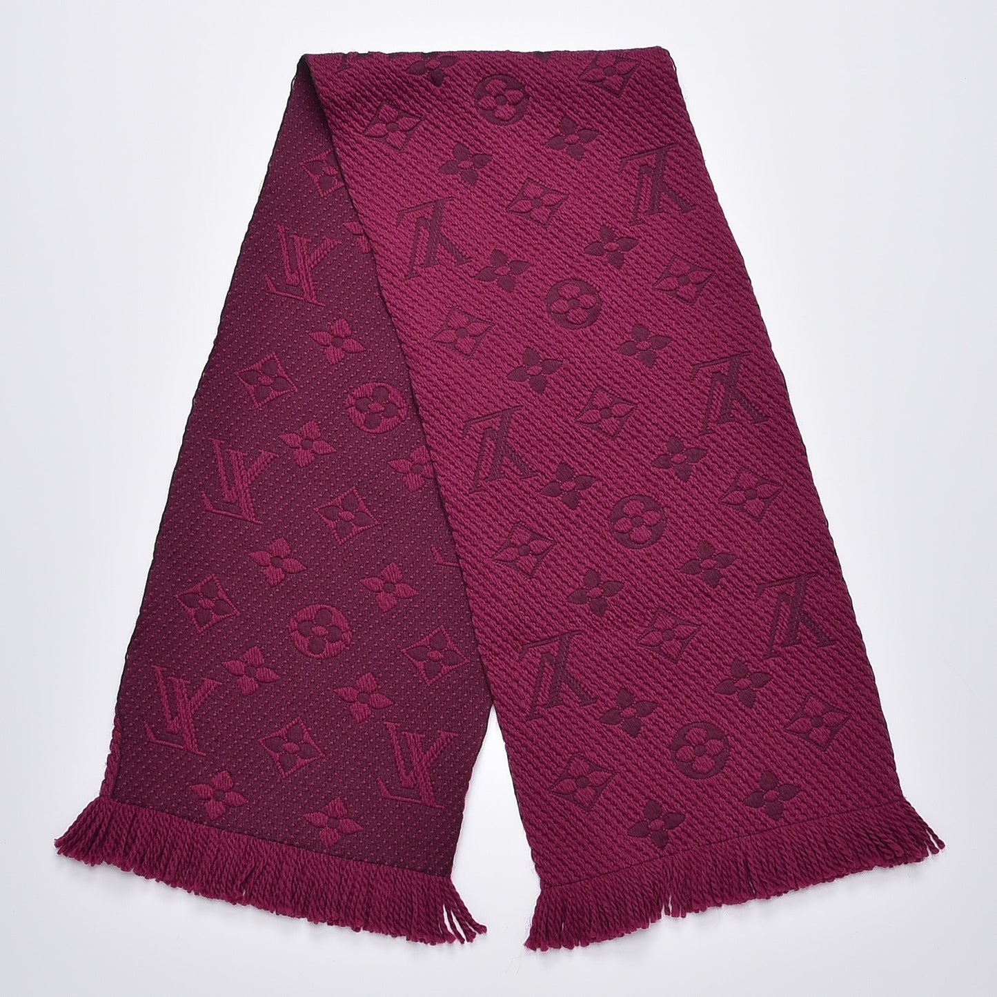 Wool Silk Logomania Scarf Cherry