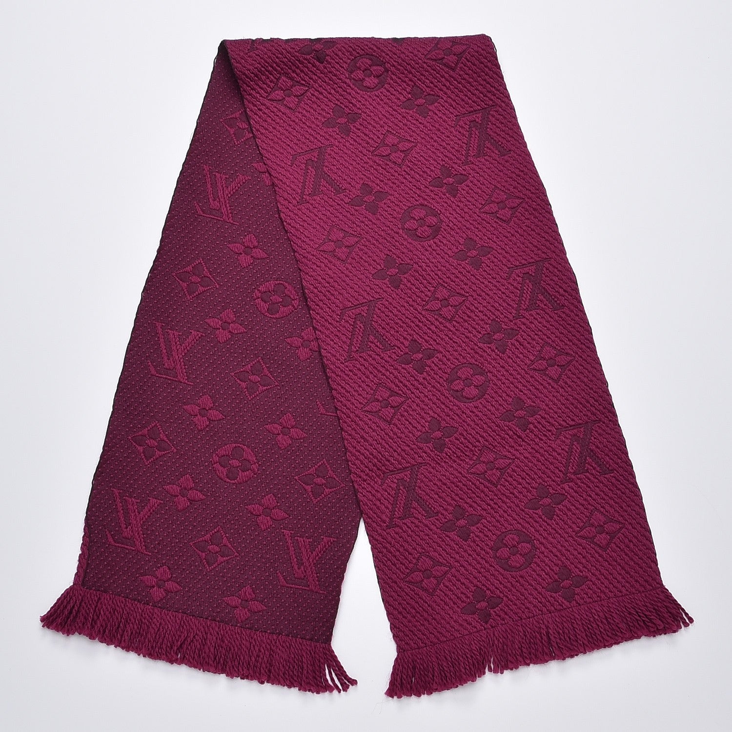 Louis Vuitton Wool Silk Logomania Scarf Cherry 3 of 4