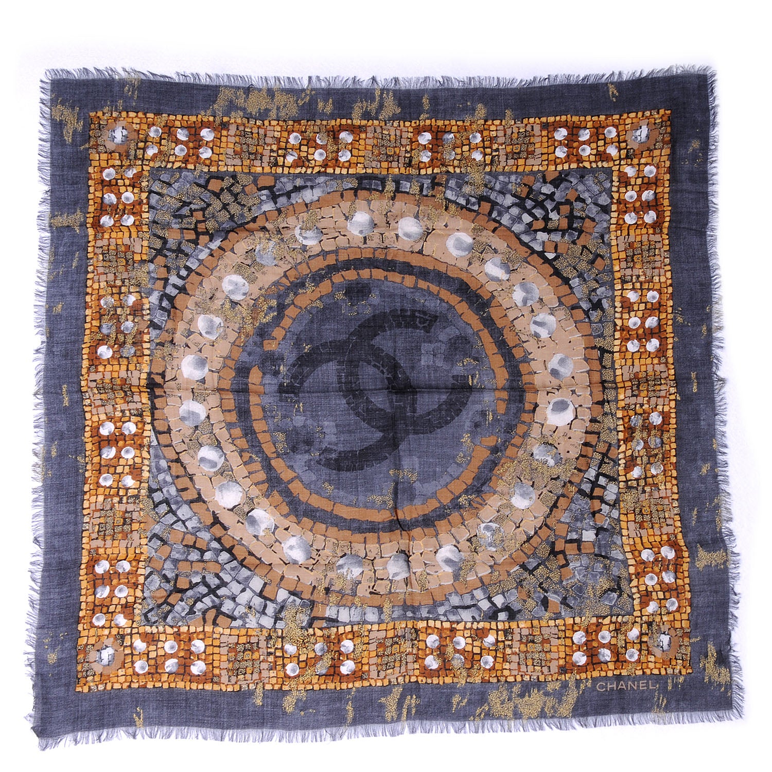 Chanel Cashmere Mosaic CC Logo Scarf 2 of 5