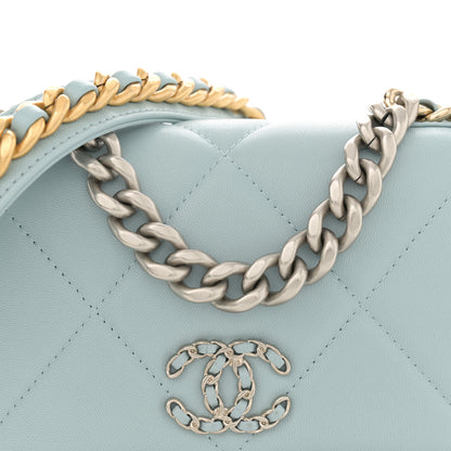 Chanel Lambskin Quilted Chanel 19 Wallet On Chain WOC Light Blue 8 of 14