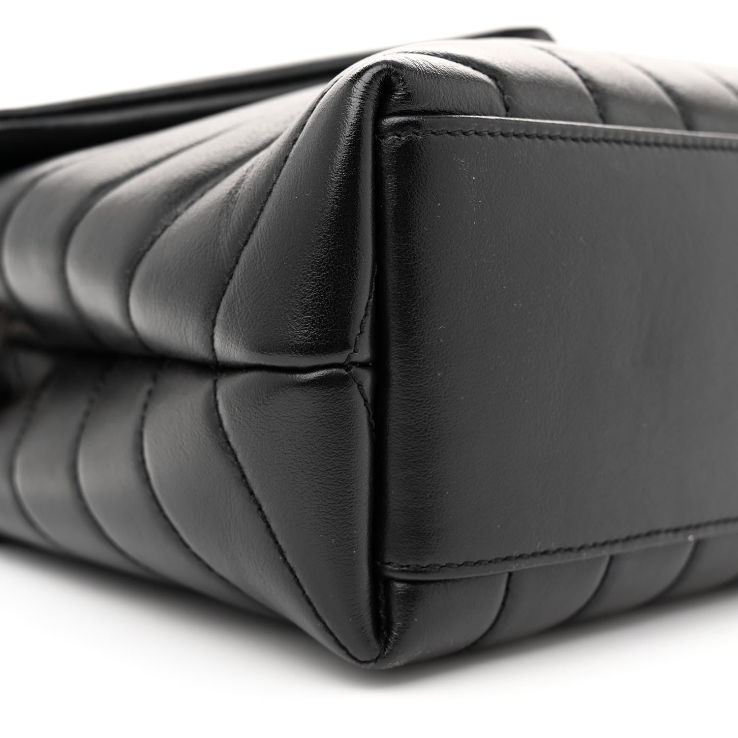 Saint Laurent Calfskin Y Quilted Monogram Small Loulou Chain Satchel Black 9 of 10