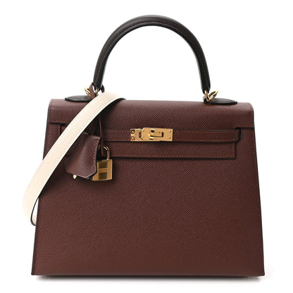 Hermes Epsom Tri-Color Kelly Sellier 25 Terre Ebene Craie 1 of 10