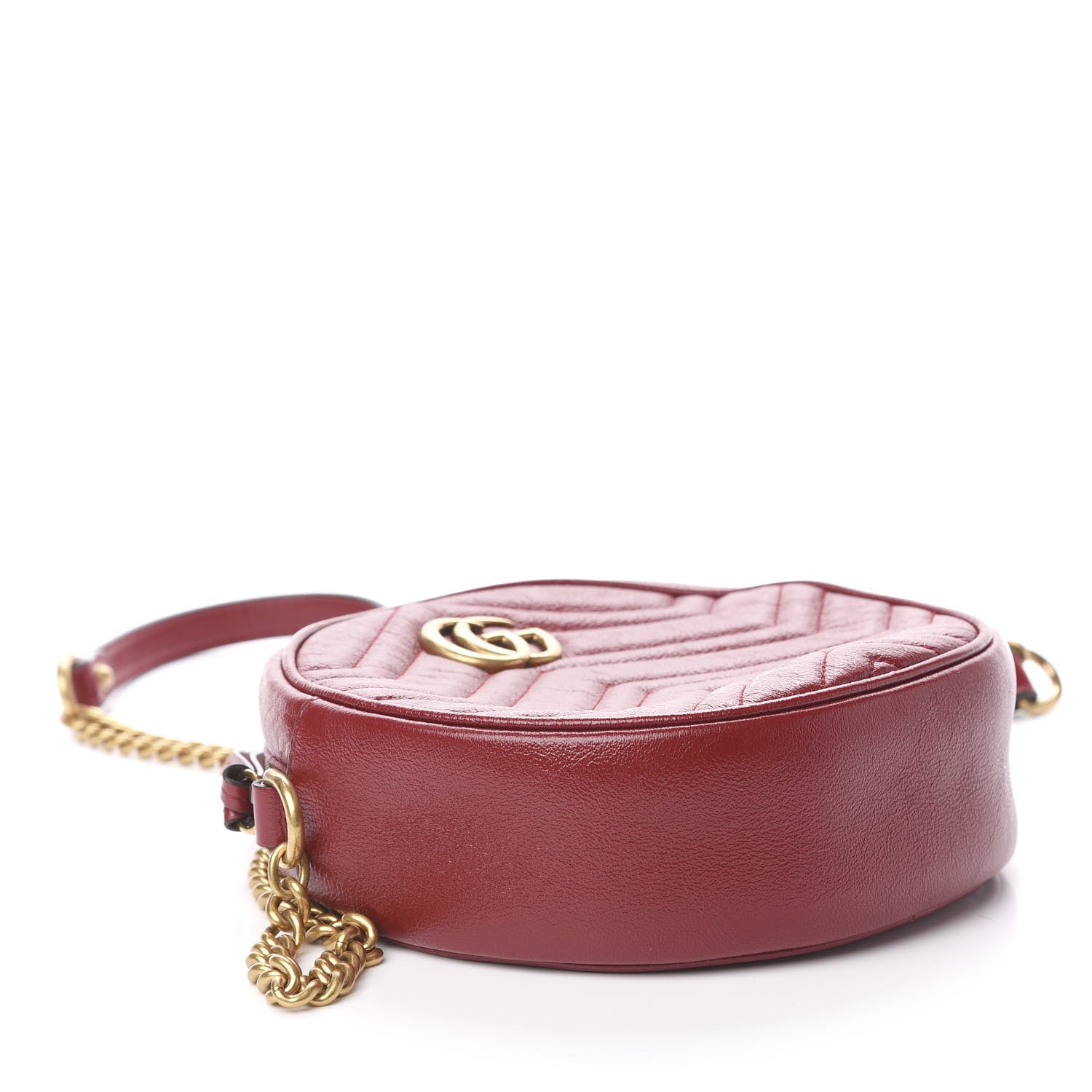 Gucci Glazed Calfskin Matelasse Heart Mini GG Marmont Round Shoulder Bag Romantic Cerise 4 of 11