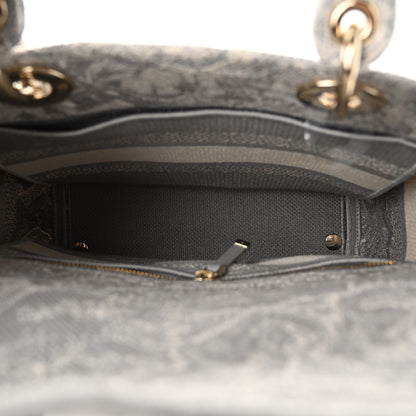 Christian Dior Canvas Toile De Jouy Reverse Embroidered Medium Lady D-Lite Gray 5 of 9