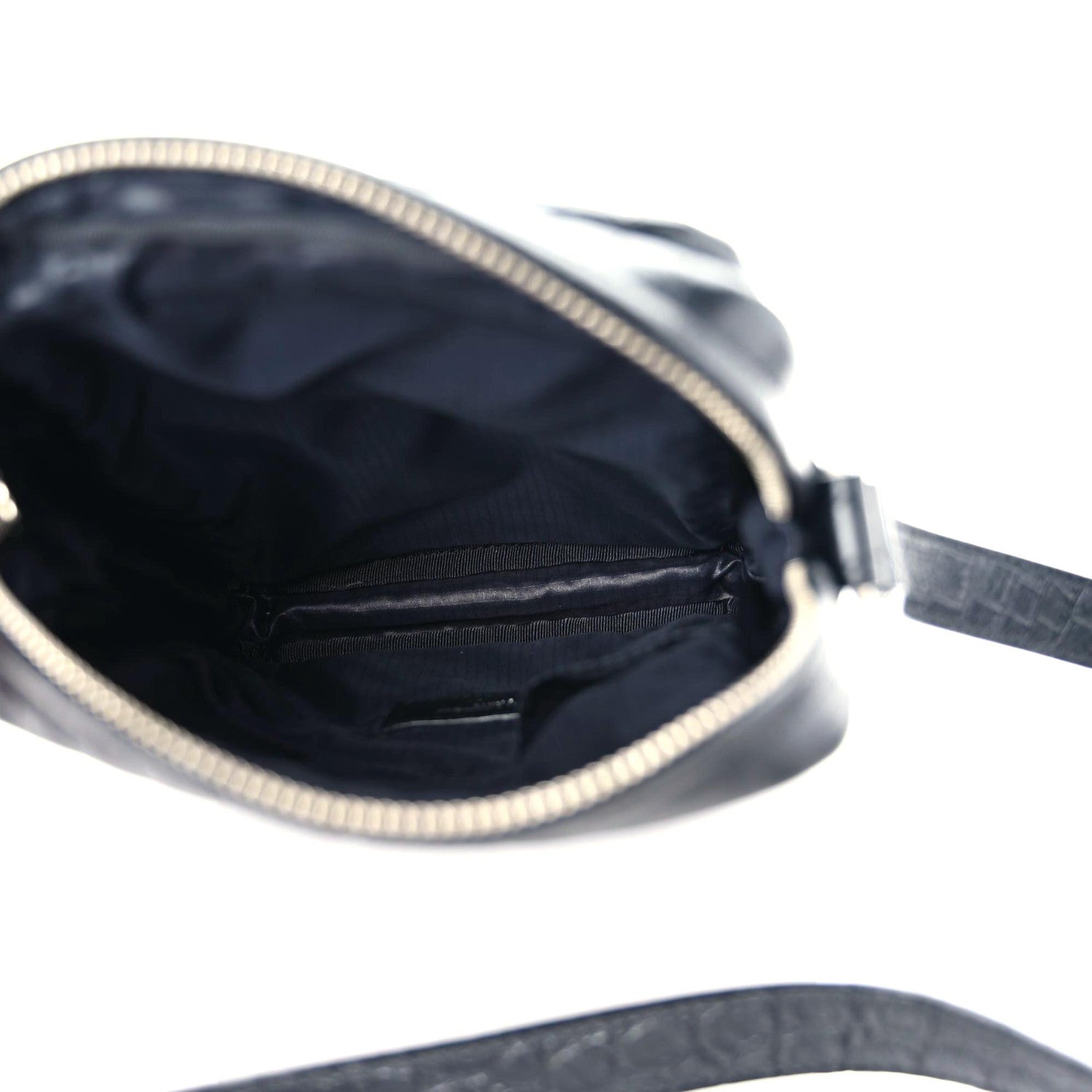 Saint Laurent Calfskin Crocodile Embossed Sid Messenger Bag Black 8 of 10
