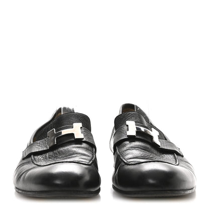 Hermes Goatskin Men's Paris Loafers 42 Black 3 of 9