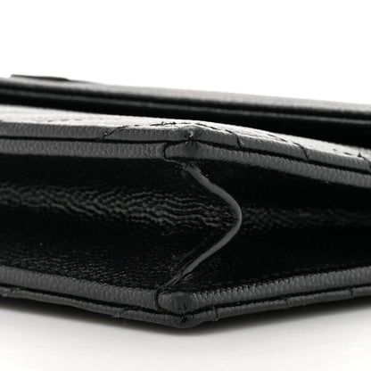 Saint Laurent Grain De Poudre Matelasse Chevron Monogram Monochrome Envelope Chain Wallet Black 9 of 20