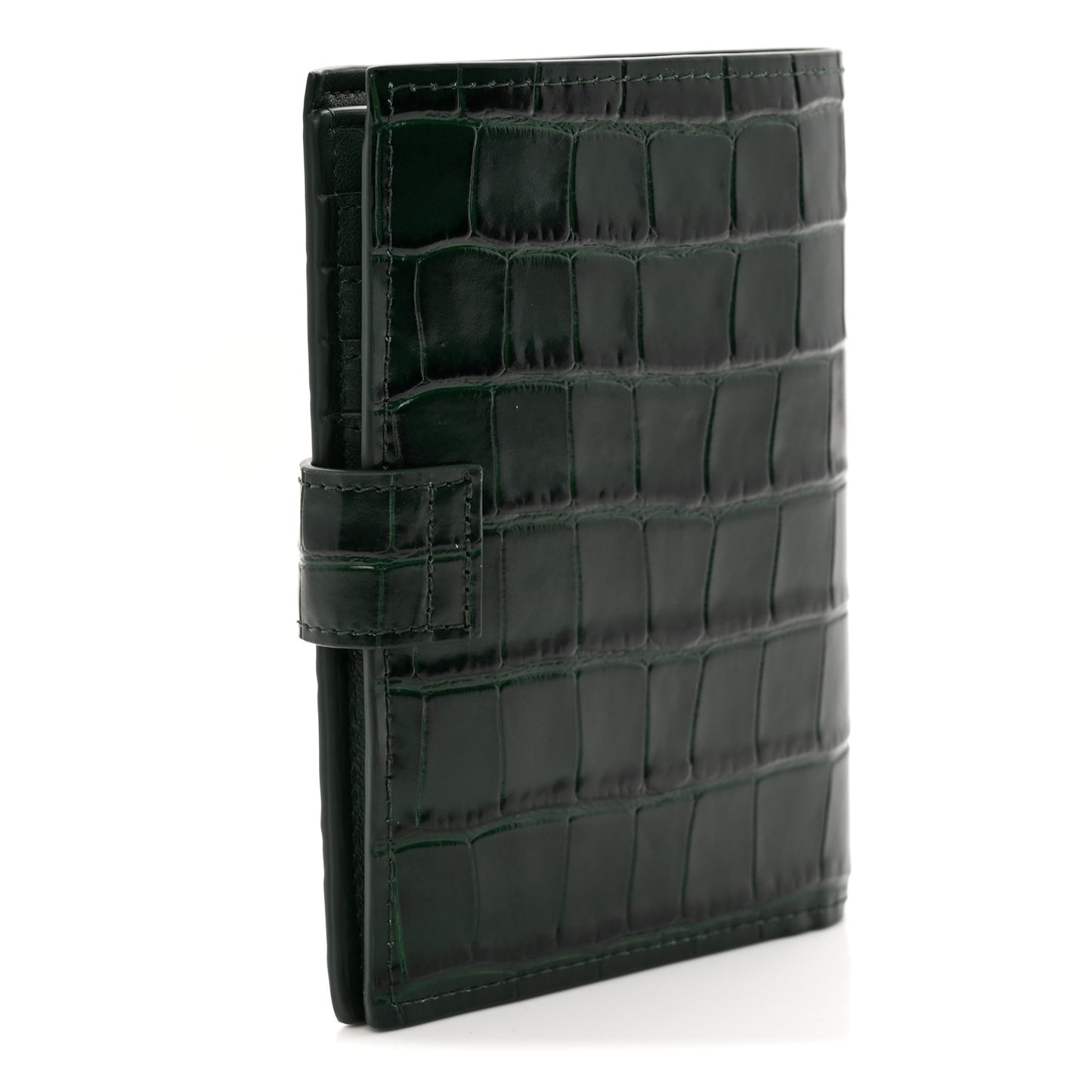 Calfskin Crocodile Embossed Crococo Passport Holder Emerald