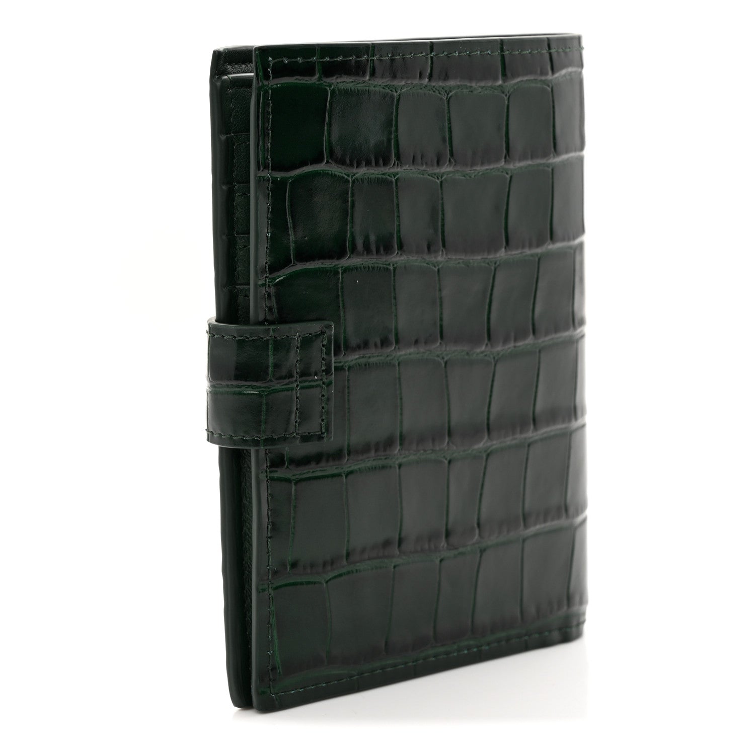 Chanel Calfskin Crocodile Embossed Crococo Passport Holder Emerald 3 of 9