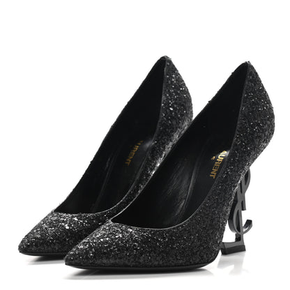Saint Laurent Glitter Opyum 100 Pumps 36.5 Black 3 of 7
