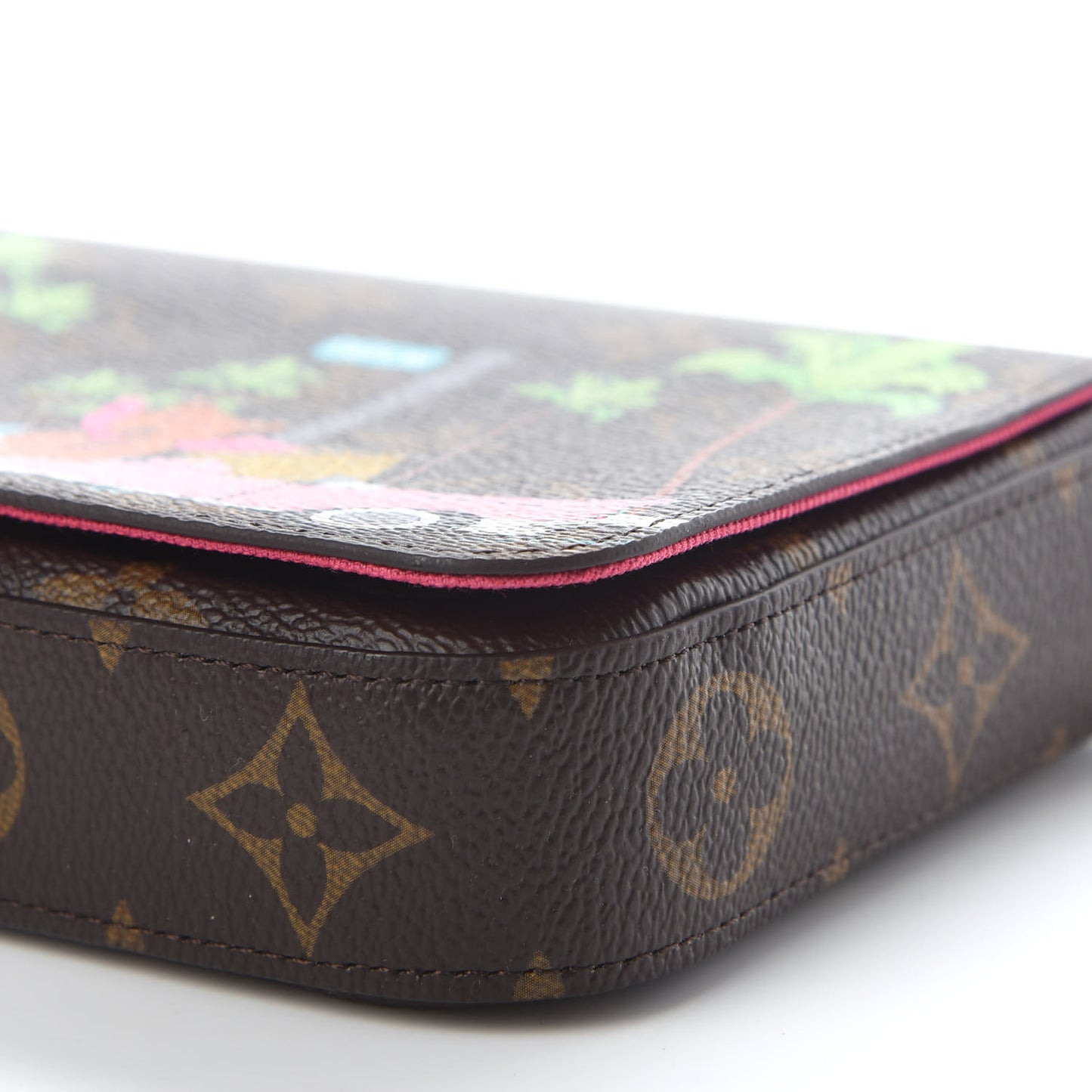 Monogram 2021 Christmas Animation Hollywood Pochette Felicie Chain Wallet Fuchsia