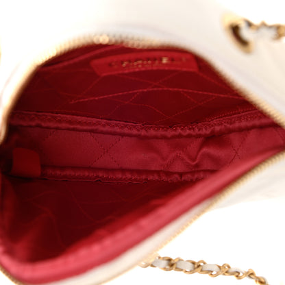 Chanel Lambskin Quilted Diamond Clutch With Chain White 5 of 12