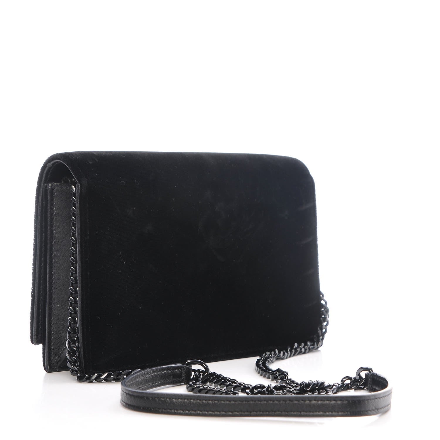 Saint Laurent Velvet Crystal Monogram Kate Tassel Chain Wallet Black 3 of 6
