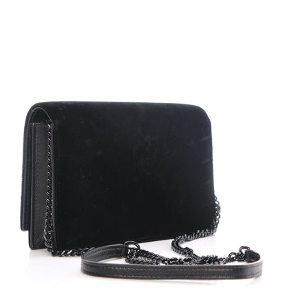 Saint Laurent Velvet Crystal Monogram Kate Tassel Chain Wallet Black 3 of 6