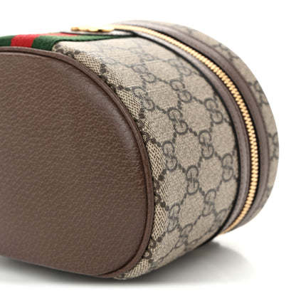 Gucci GG Supreme Monogram Textured Calfskin Web Ophidia Vanity Cosmetic Case Beige Ebony New Acero 10 of 10