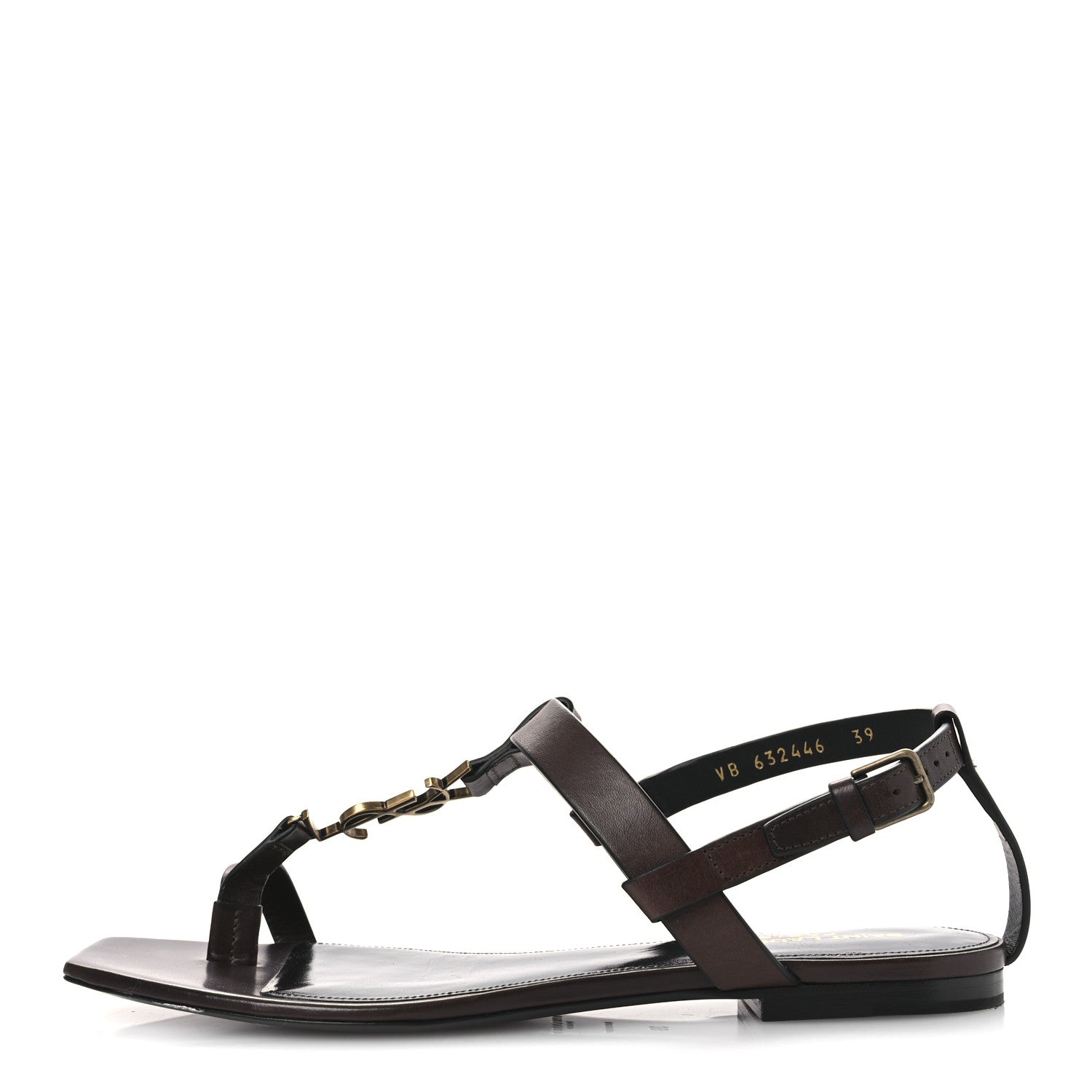 Saint Laurent Calfskin Cassandra Monogram Sandals 39 Moro 1 of 12