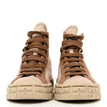 Prada Gabardine Triangle Logo Bi-Color Wheel High Top 35mm Sneakers 38 Corda Kaki 2 of 10
