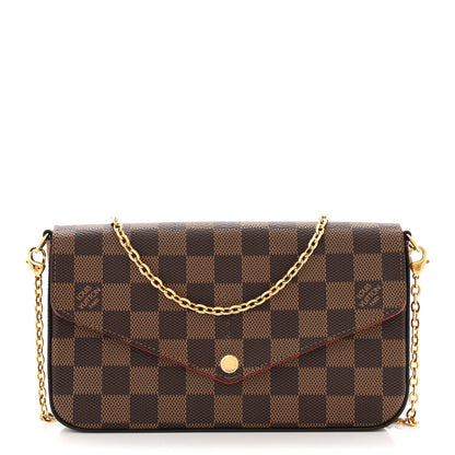 Louis Vuitton Damier Ebene Pochette Felicie Chain Wallet 3 of 12