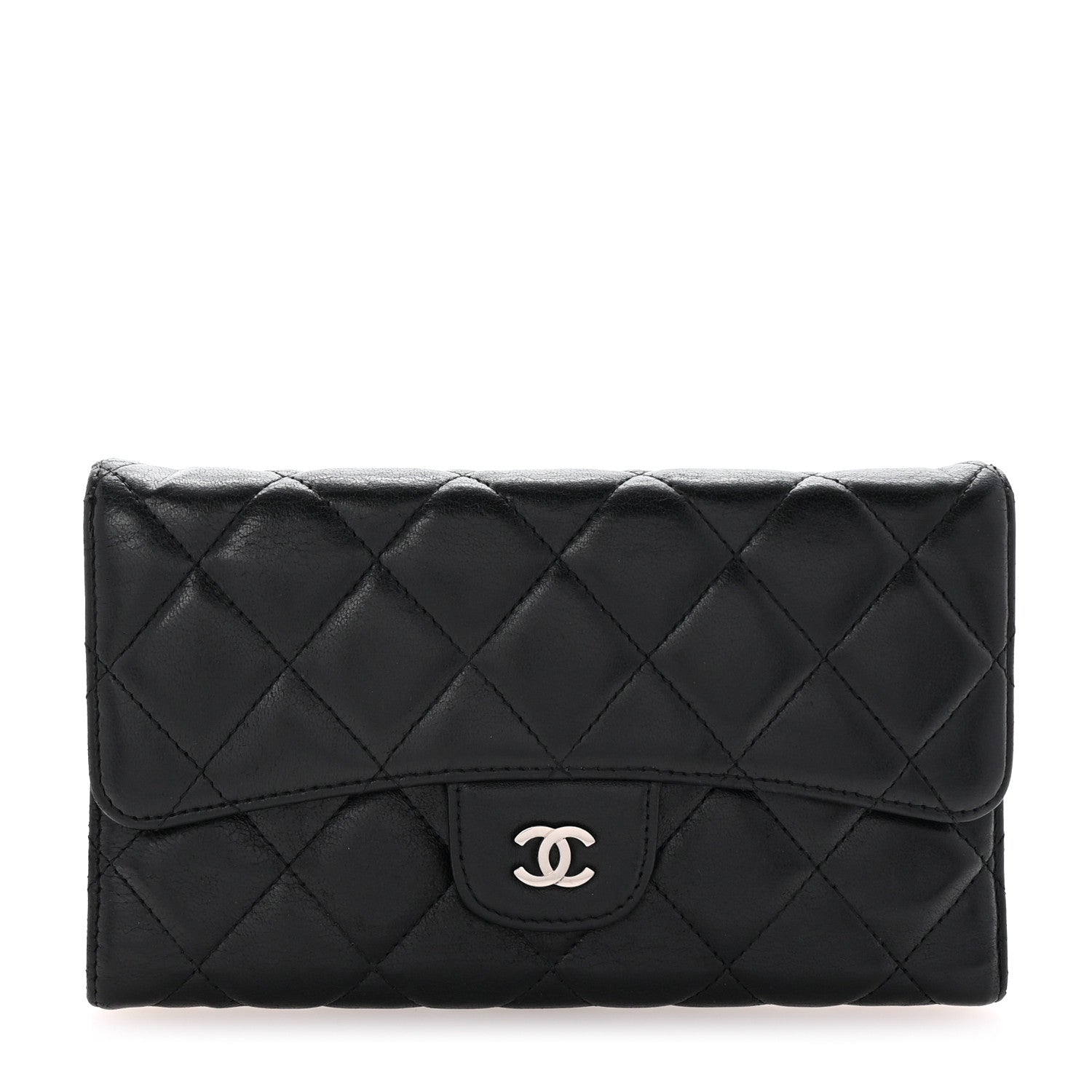 Chanel Lambskin Quilted Large Flap Wallet  Black 1 of 7