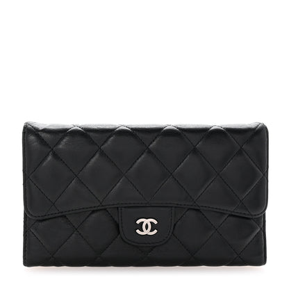 Chanel Lambskin Quilted Large Flap Wallet  Black 1 of 7