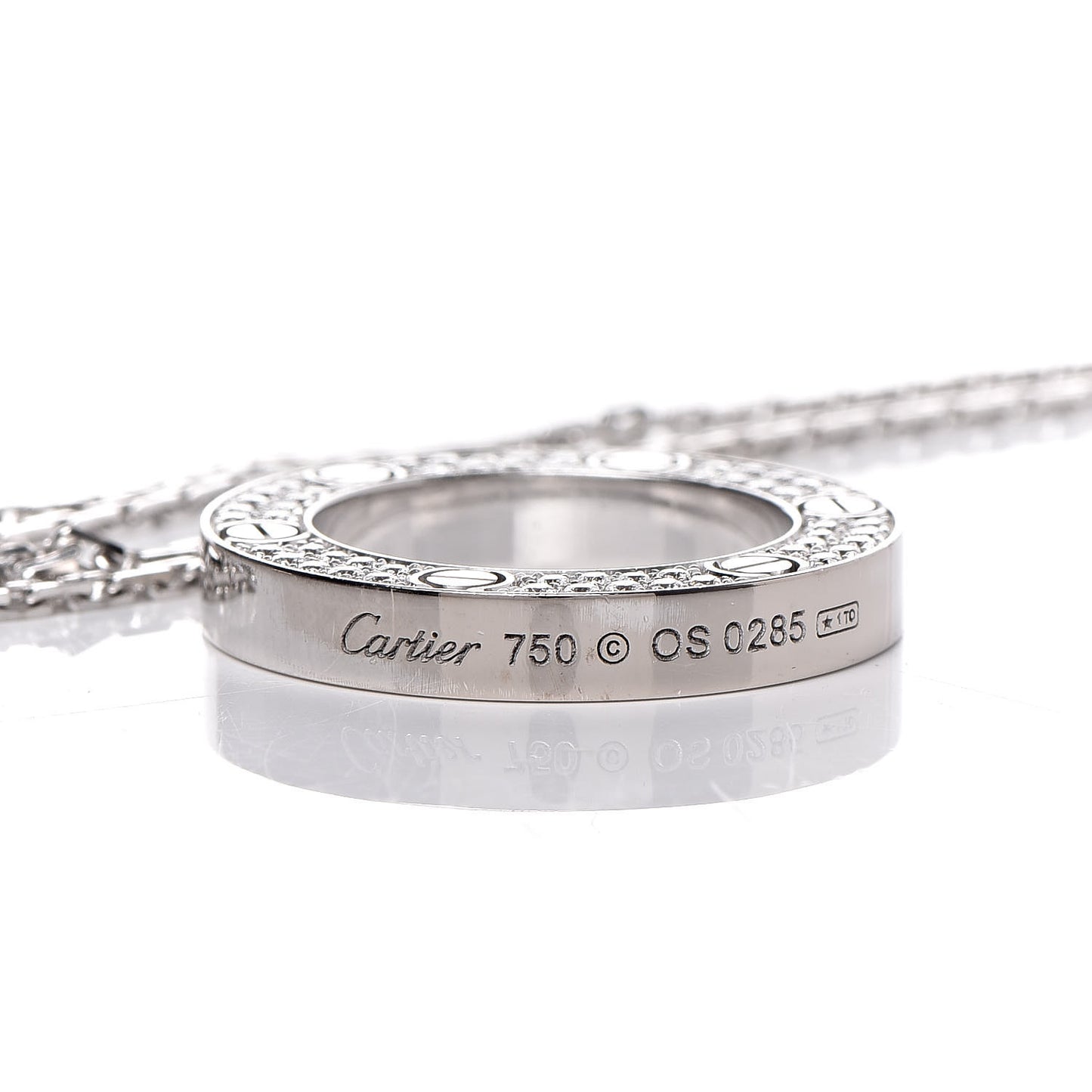 18K White Gold Diamond LOVE Paved Necklace