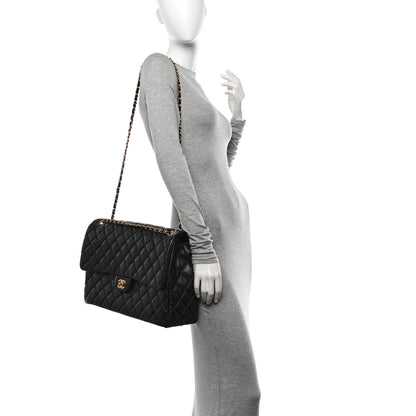 Chanel Grained Calfskin Quilted XXL Travel Flap Bag Black 2 of 10