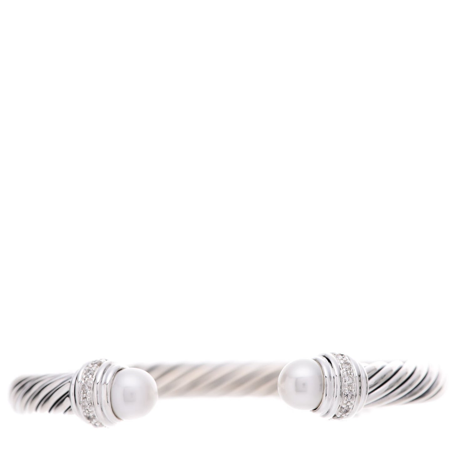 Sterling Silver Diamond Pearl 7mm Cable Classics Bracelet