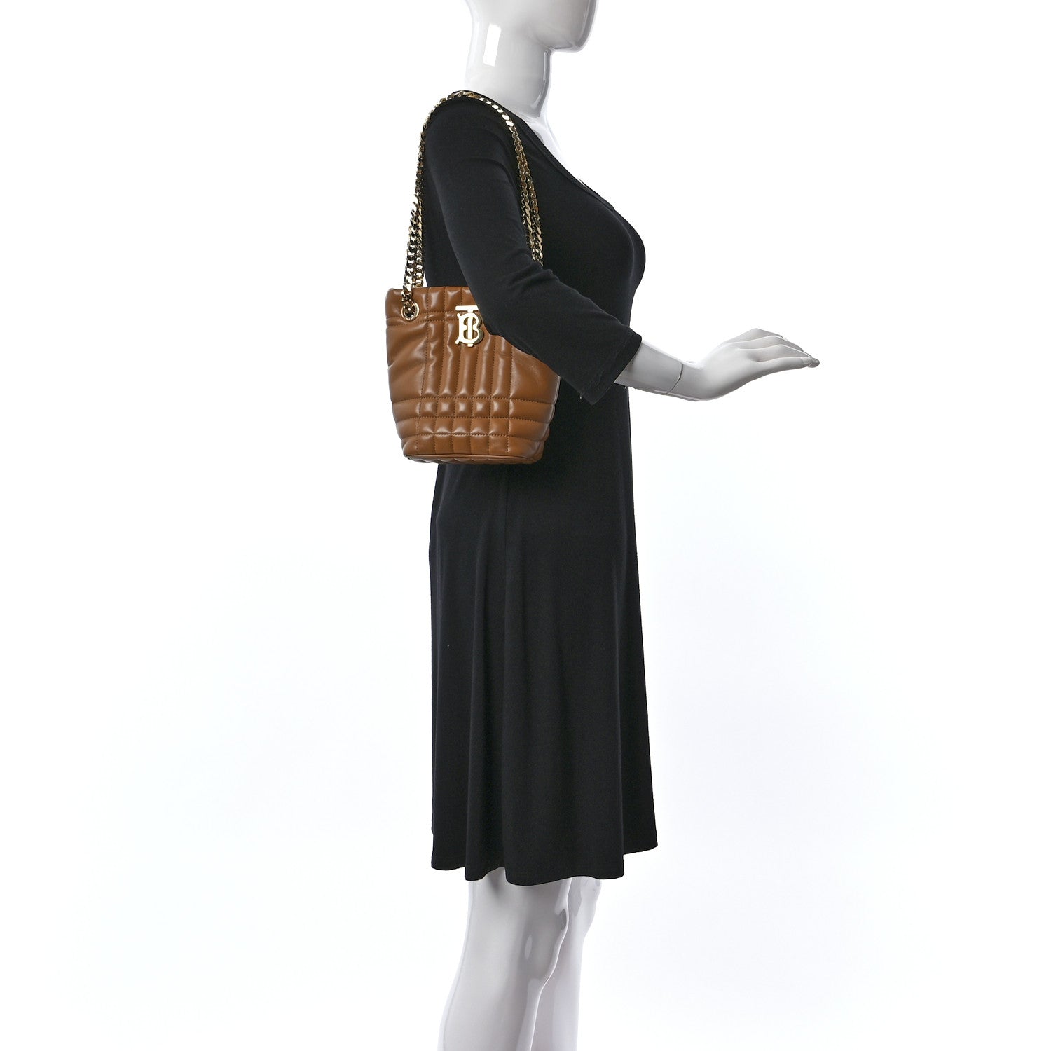 Burberry Lambskin Quilted Mini Lola Bucket Bag Maple Brown 2 of 8