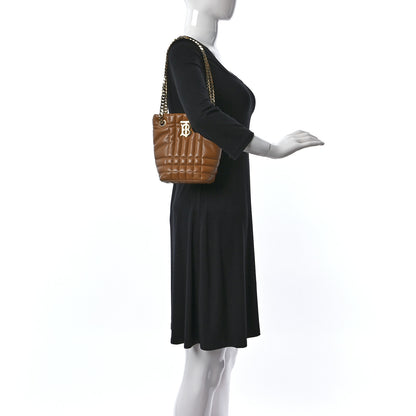 Burberry Lambskin Quilted Mini Lola Bucket Bag Maple Brown 2 of 8