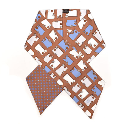 Hermes Silk Camails Maxi Twilly Tabac Bleu Blanc 1 of 6