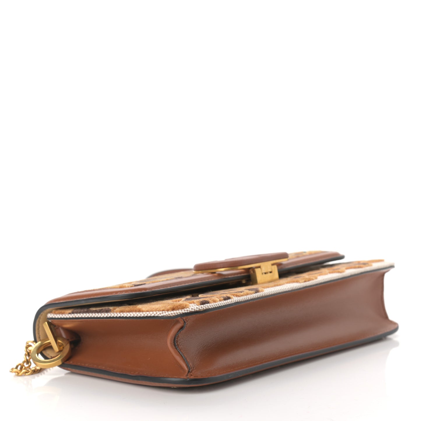 Canvas Leopard Print VSling Clutch With Shoulder Strap Bag