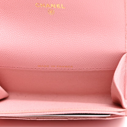 Chanel Caviar Quilted Flap Card Holder Wallet Light Pink 5 of 9