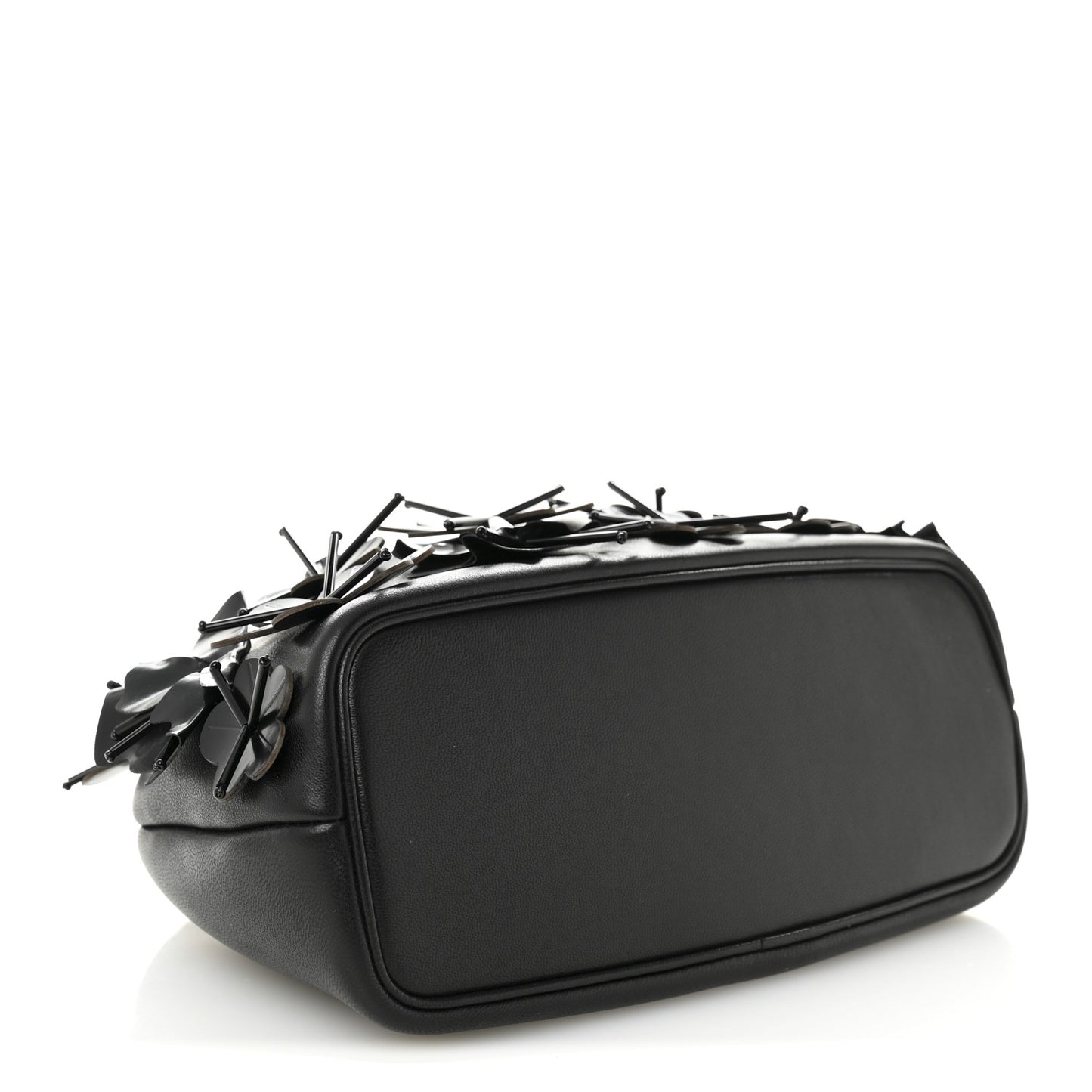 Lambskin Le Petit Calino Brode Ring Top Handle Bag Black