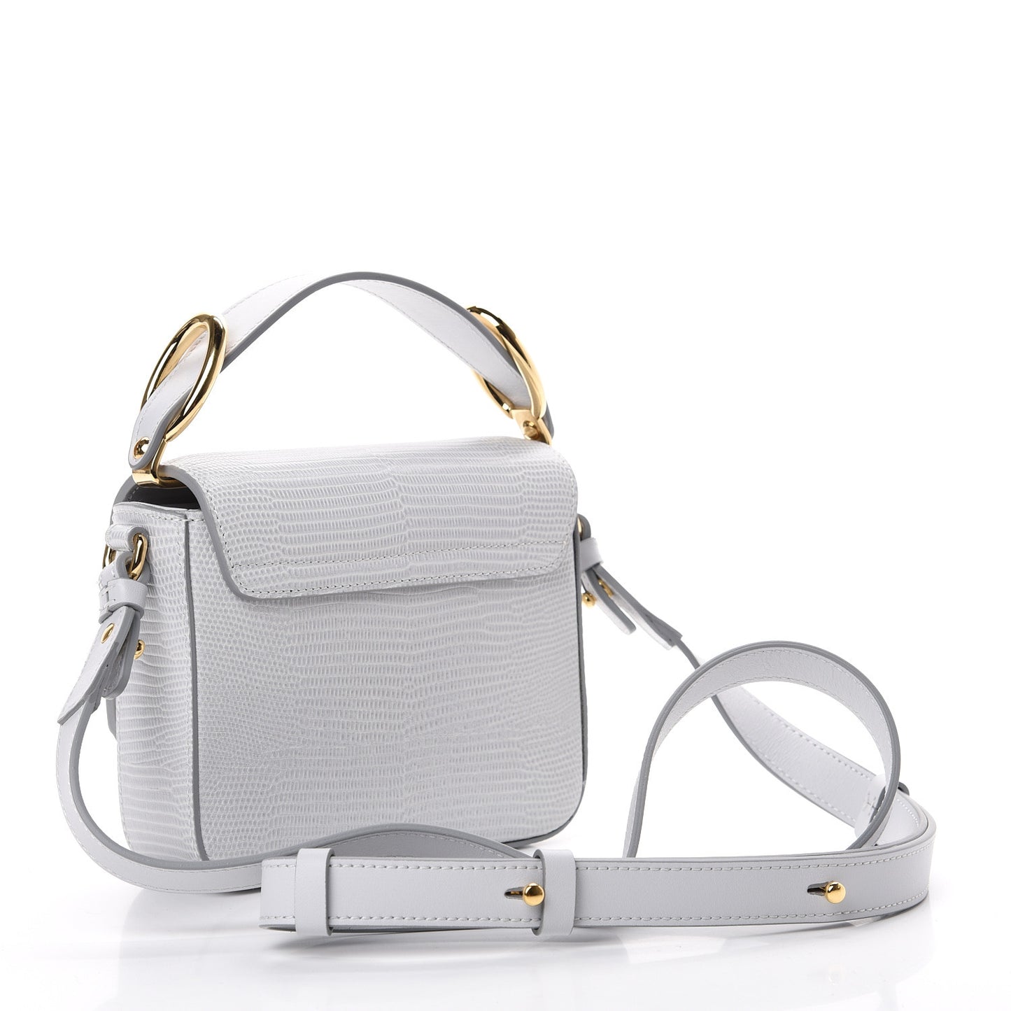 Calfskin Lizard Embossed Mini C Double Carry Light Cloud